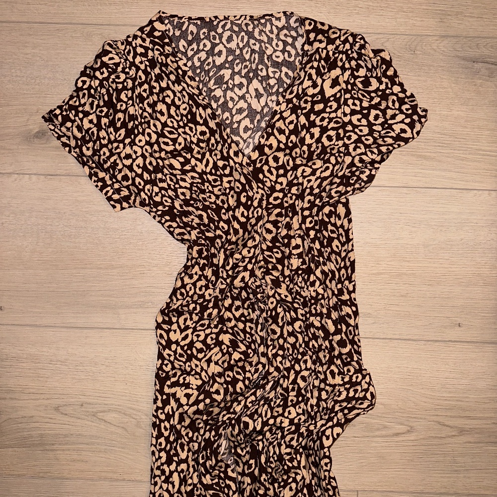Animal print wrap tie maxi dress